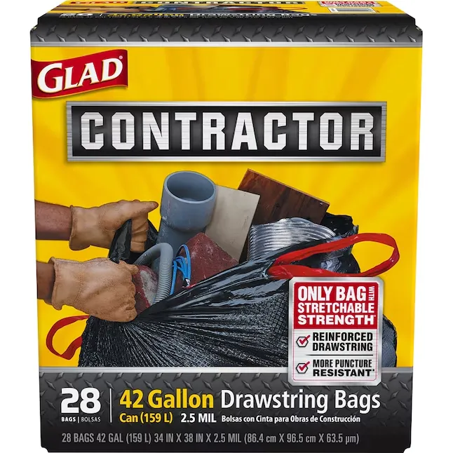 Glad ForceFlexPlus Contractor Bags 42 gal